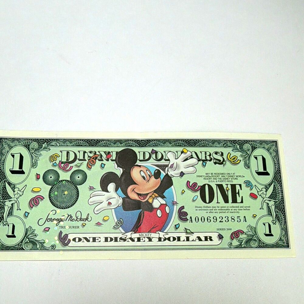 Disney $1 Disney Dollar Mickey Mouse Series 2000 Walt Disney World A00692385A